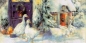 Serviette Avec, Gänse im Schnee, Haustüre, Rarität